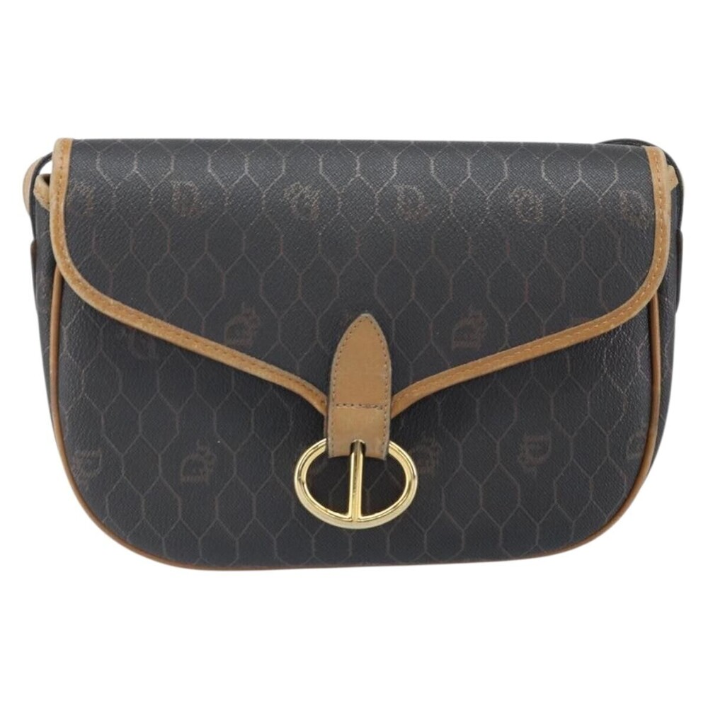 Christian Dior Vintage Honeycomb Canvas and Leather